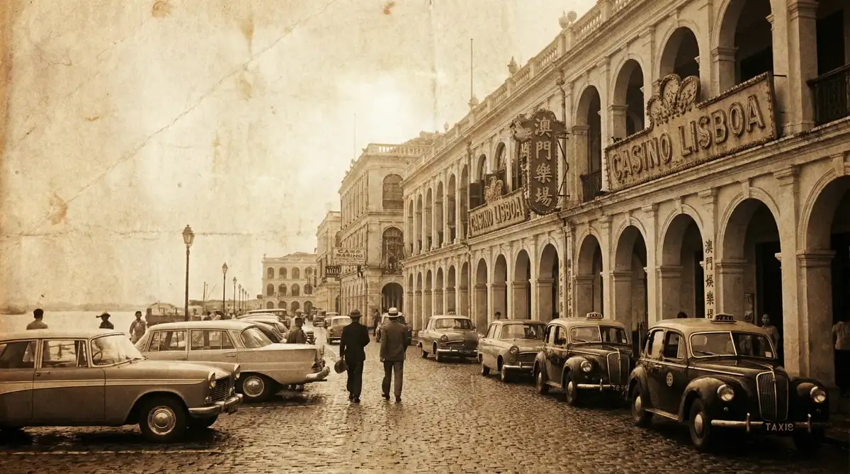 老澳门街景，记录 澳门博彩 业早期发展的珍贵历史影像